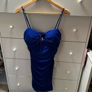 NWT BLUE RUCHED MINI DRESS